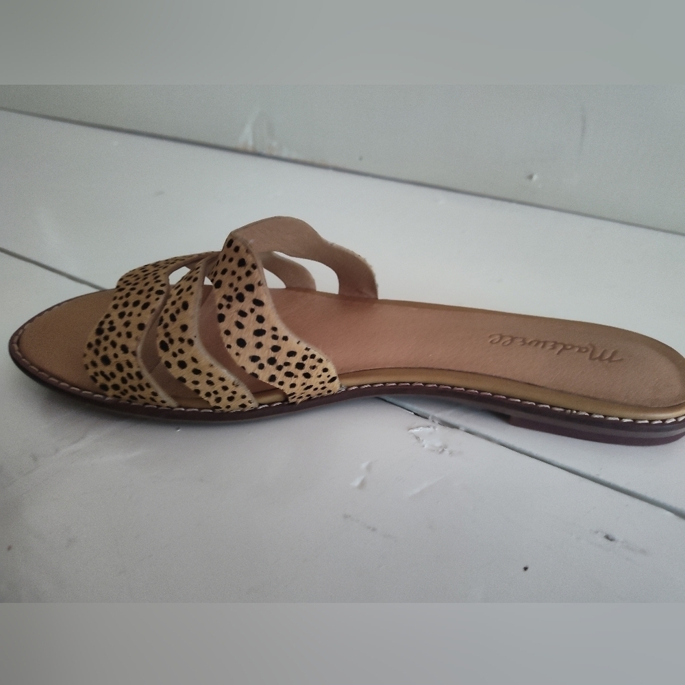 Madewell Women's Spotted Calf Hair Wavy Straps Slide Slip On Sandals | Size 10 - Picture 7 of 10